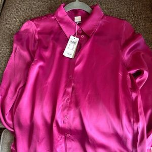 small valentine pink Intimissimi silk dress shirt blouse button up